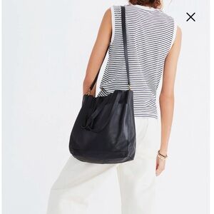 Madewell Black Leather Transport Crossbody bag purse satchel medium